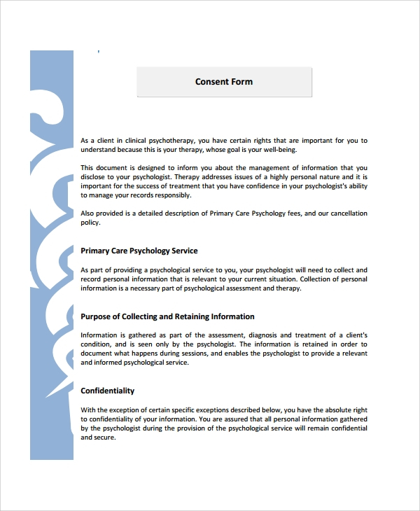 8 Psychology Consent Forms Sample Templates