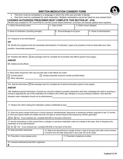 Adobe PDF OCFS LDSS 7002 Written Medication Consent Form