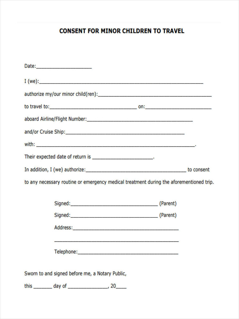 Aislamy Consent Form For Minor To Travel With One Parent