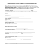 Authorization For Consent To Medical Treatment Of Minor Child In Word