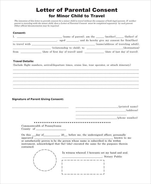 Child Travel Consent Form Template Best Of Sample Consent Form 8 