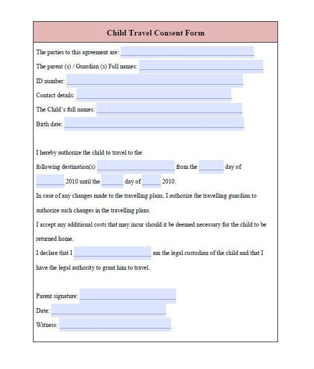 Child Travel Consent Form Template Unique Download Fillable Pdf Forms 