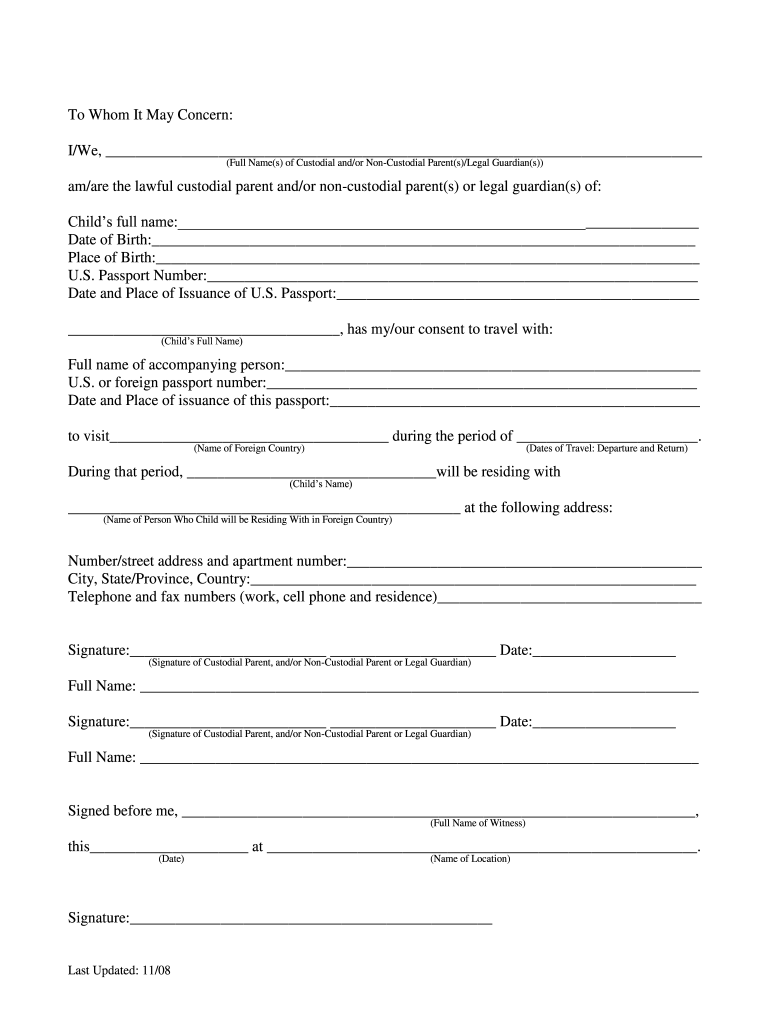 Consent Letter For Traveling Minor Fill Out And Sign Printable PDF 