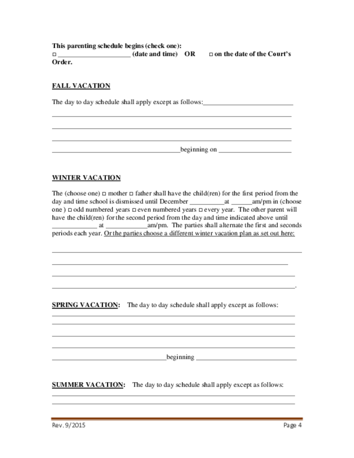 Consent Parenting Plan Form Georgia Free Download