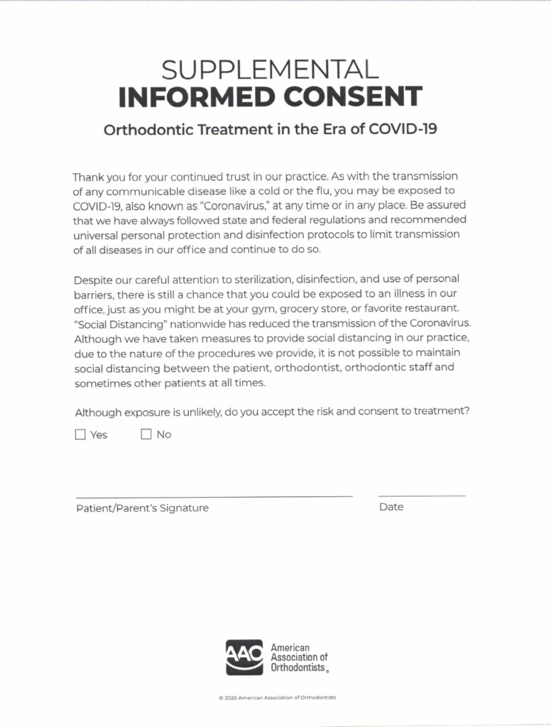 Covid 19 Consent Form West Windsor Orthodontics