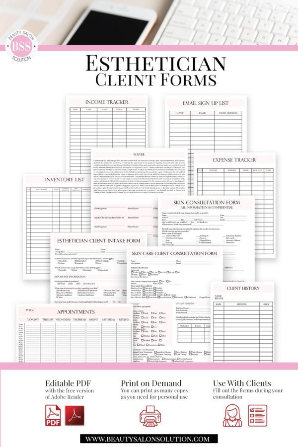 Esthetician Consultation Forms Skin Care Consultation Form Facials 