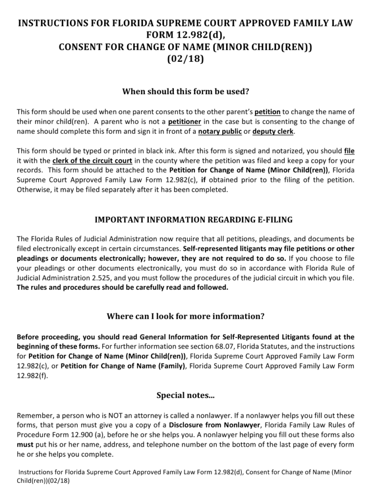 Form 12 982 D Download Fillable PDF Or Fill Online Consent For Change 