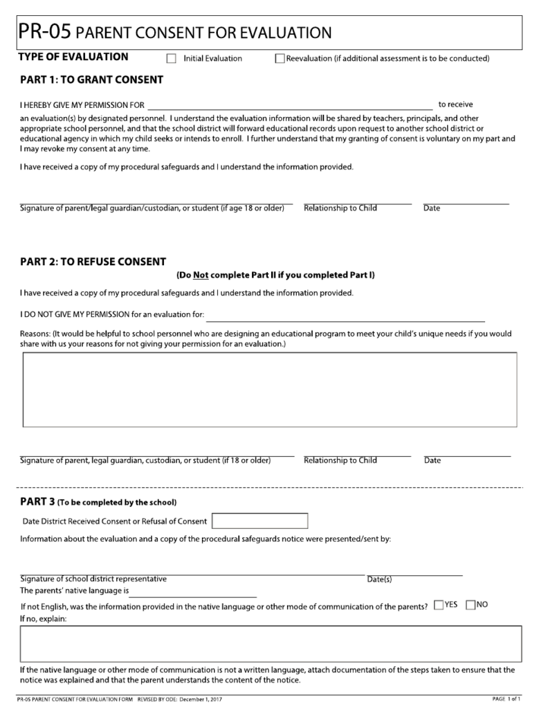 Form PR 05 Download Fillable PDF Or Fill Online Parent Consent For 