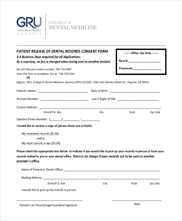 FREE 11 Sample Dental Consent Forms In PDF Word