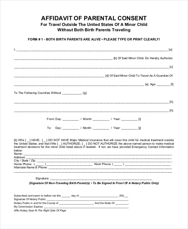 FREE 11 Sample Parental Consent Forms In PDF MS Word