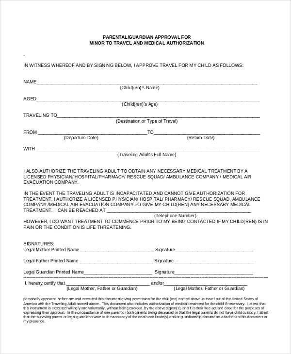 Free No Sign Up Minor Travel Consent Form 2024 Printable Consent Form 2024 3544