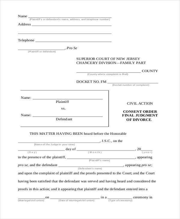 FREE 17 Sample Divorce Forms In PDF MS Word