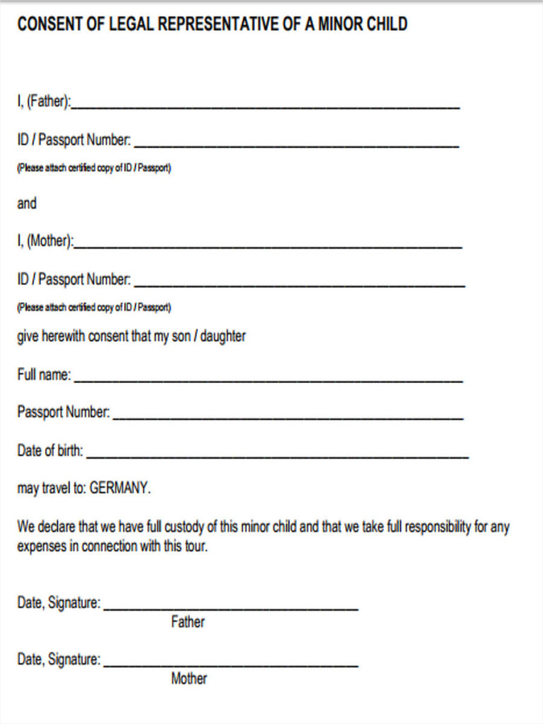 FREE 5 Child Travel Consent Forms In PDF