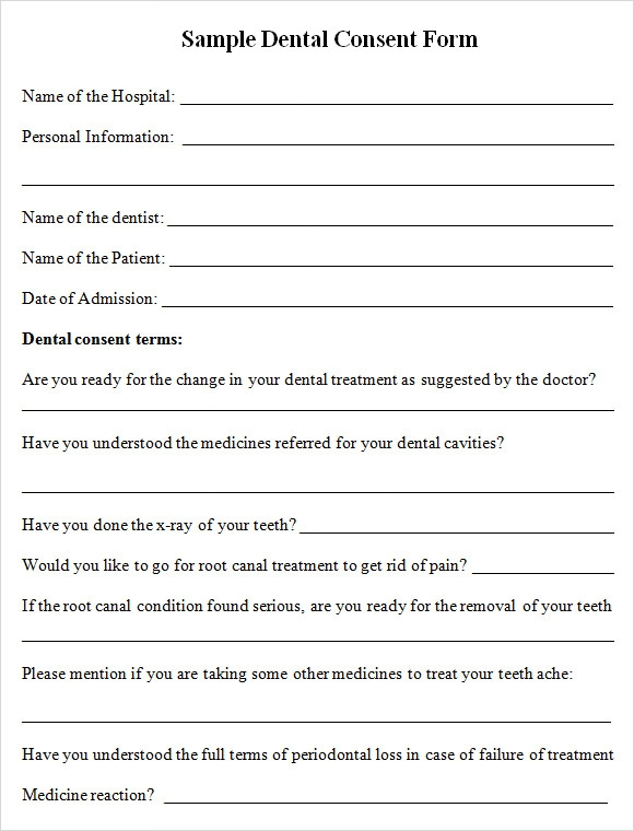 FREE 6 Sample Dental Consent Forms In PDF