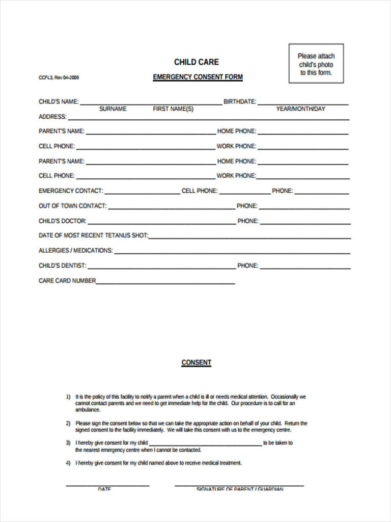 FREE 8 Sample Emergency Consent Forms In PDF Ms Word