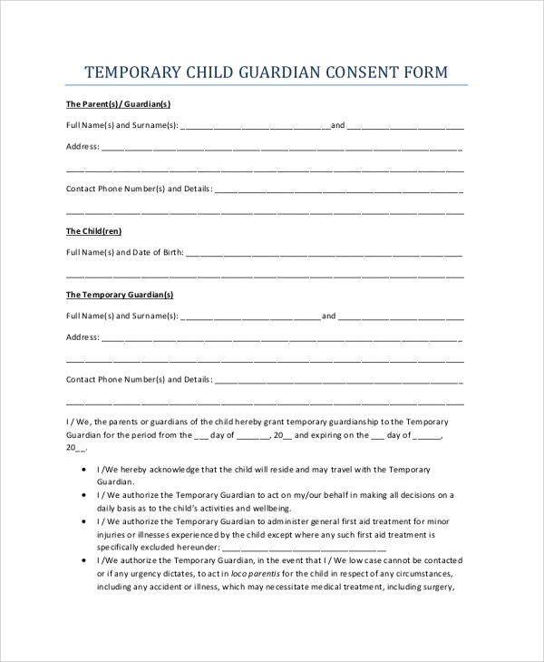 FREE 8 Sample Guardianship Forms In PDF MS Word