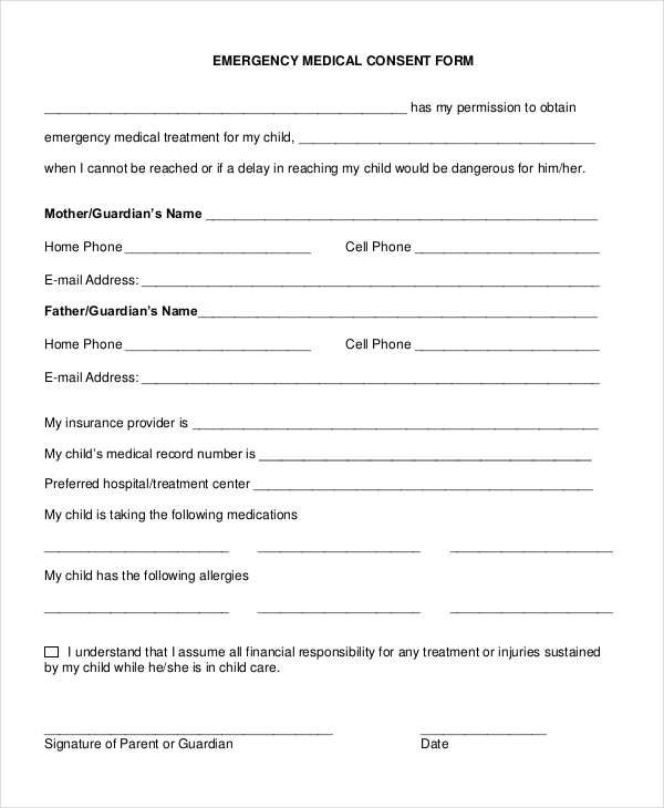 FREE 9 Sample Medical Consent Forms In PDF MS Word Excel