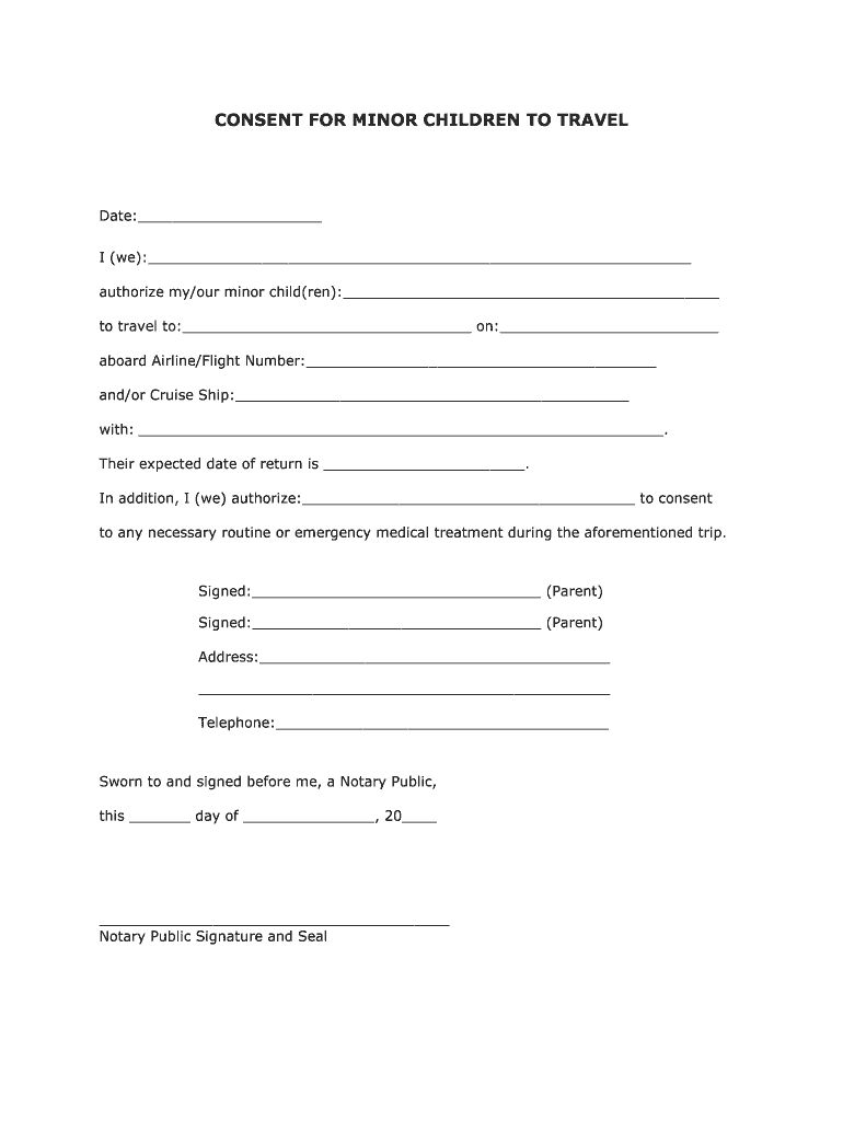 Free Consent Child Form Fill Online Printable Fillable Blank With 