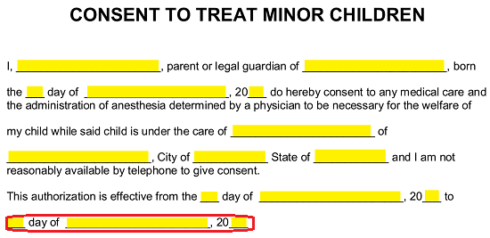 Free Minor Child Medical Consent Form Word PDF EForms