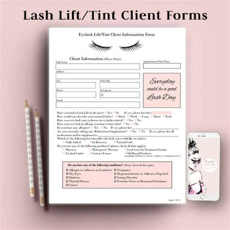 Lash Lift Tint Client Forms Client Consent Form Client Etsy In 2020