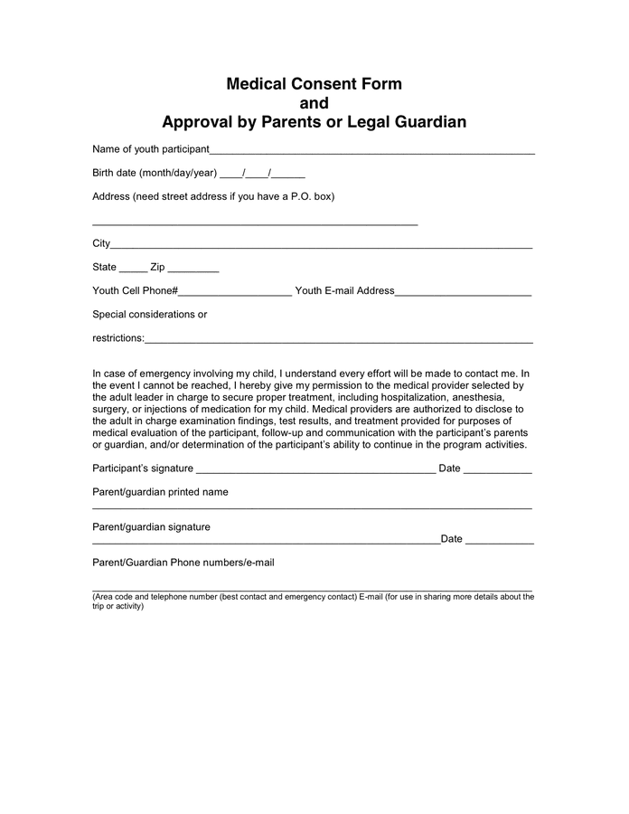 Medical Consent Form In Word And Pdf Formats