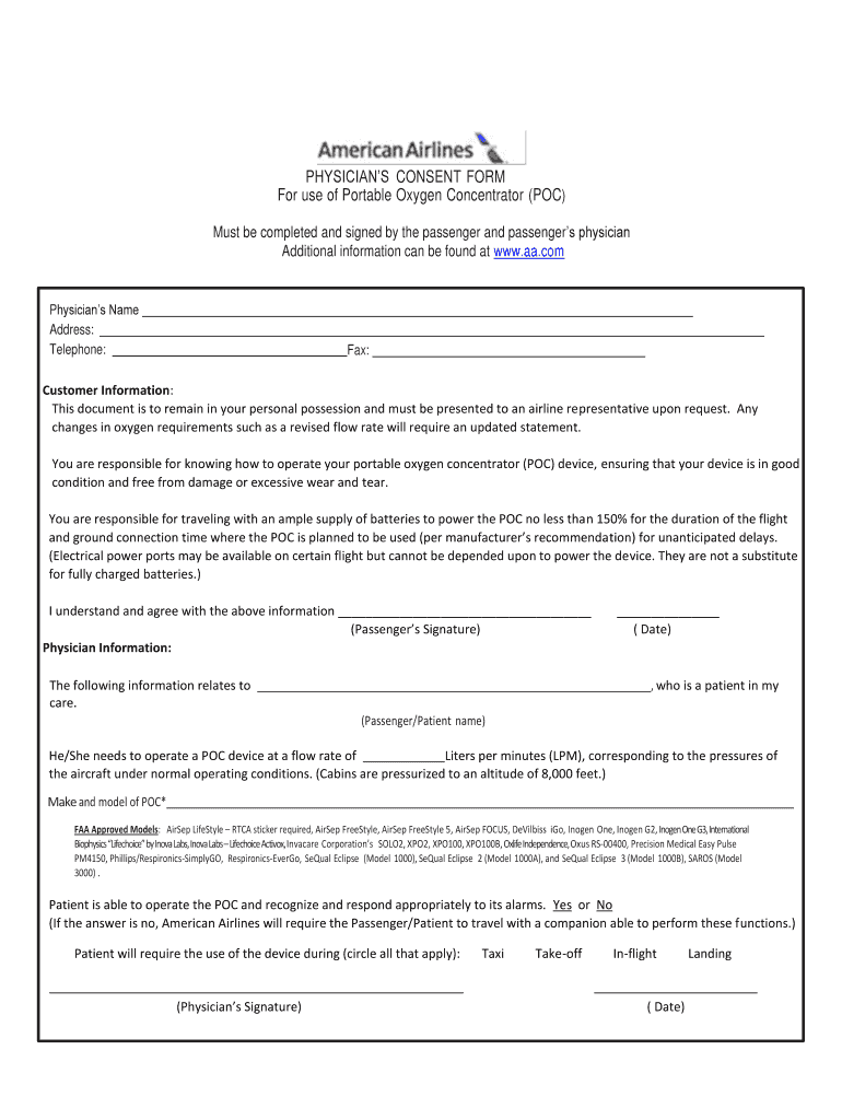 Medical Form For Flying With Oxygen Fill Out And Sign Printable PDF 