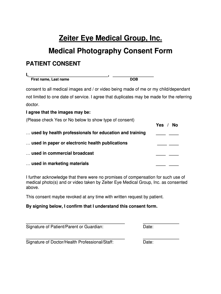 Medical Photography Consent Fill Online Printable Fillable Blank 