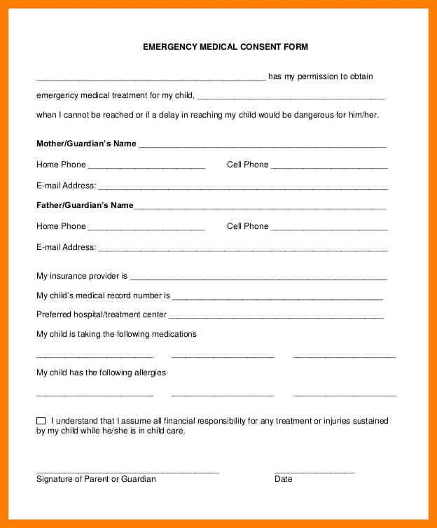 Medical Release Form For Grandparents Medical Consent Form Children 