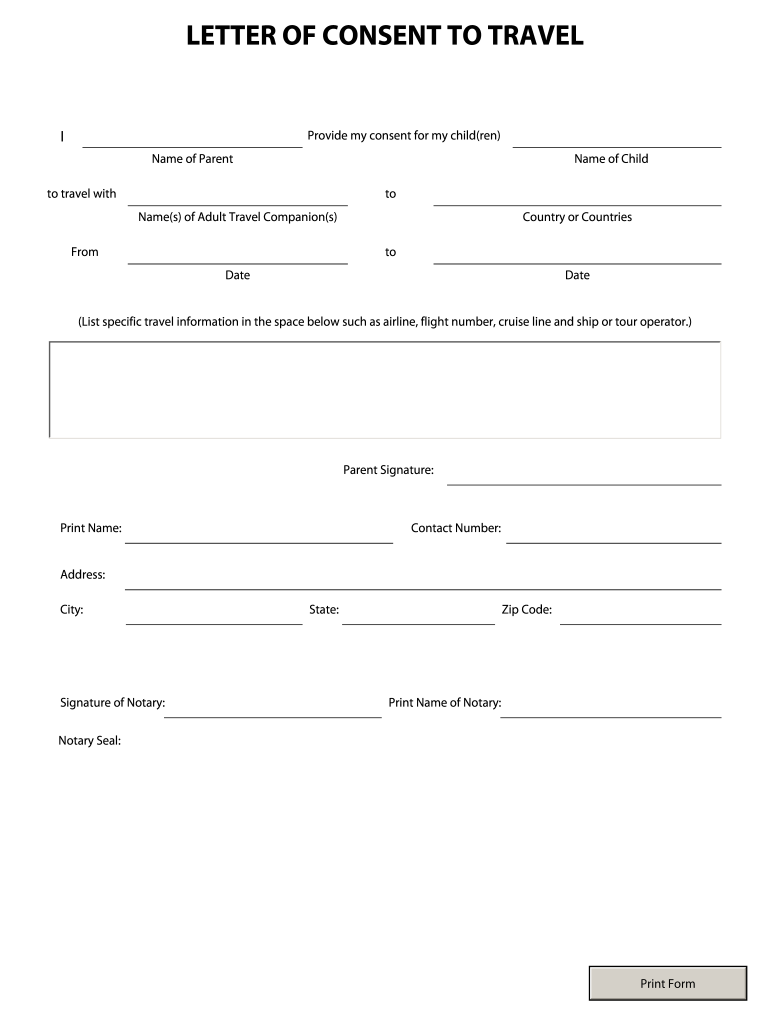 Minor Airline Travel 2020 2021 Fill And Sign Printable Template