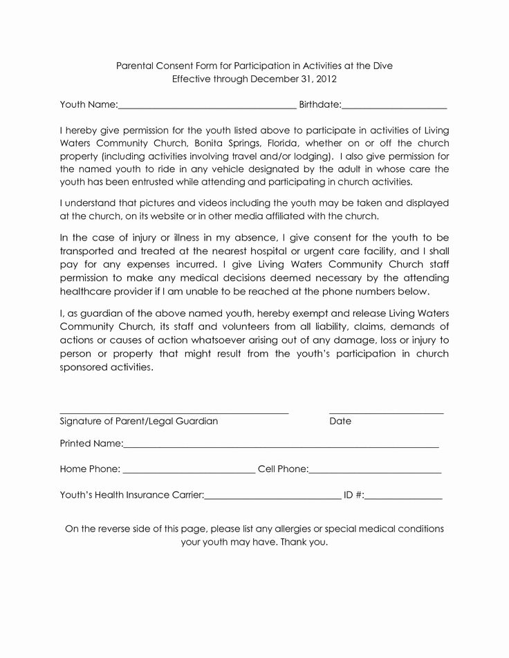 Parents Consent Form Template Elegant Example Consent Form To 