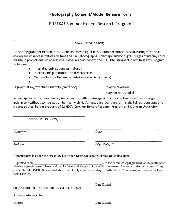 Printable Photo Release Consent Form Template