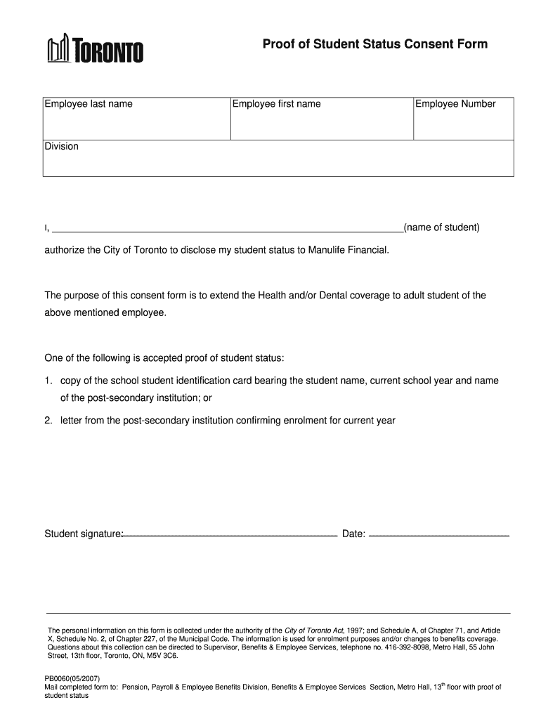 Proof Ot Student Ststus Consent Form Fill Online Printable Fillable 