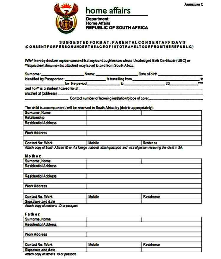 Sample Child Travel Consent Form Mous Syusa