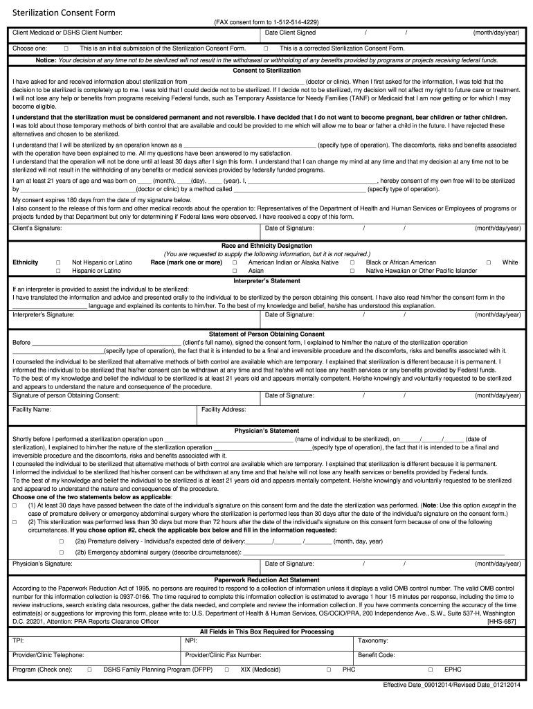 State Of New Jersey Sterilization Consent Form United Healthcare Fill