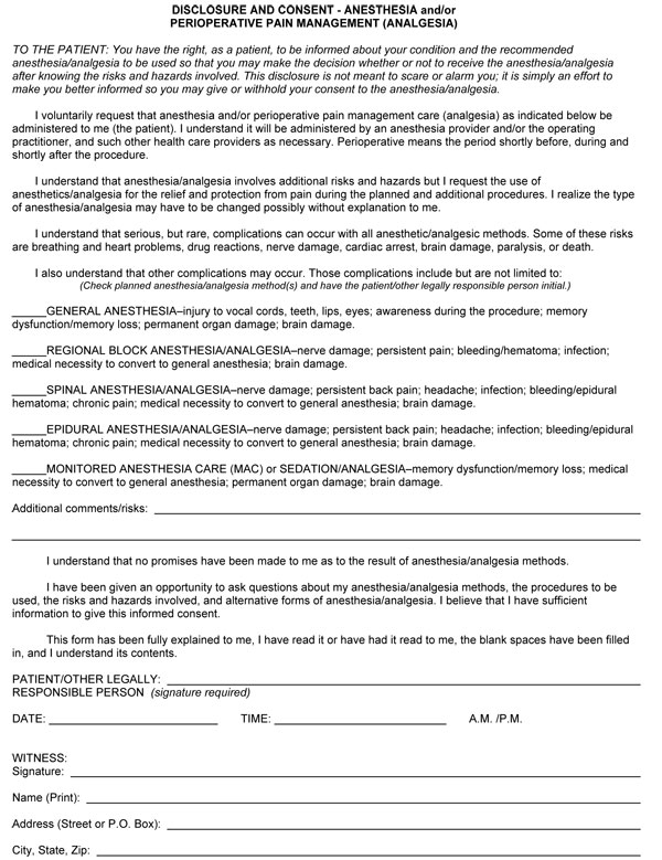 Texas Statute Requires Anesthesia Informed Consent Anesthesia 