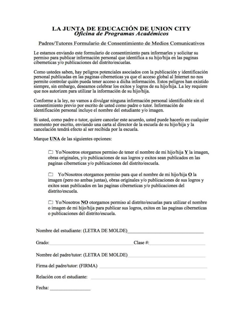 Travel Consent Letter In Spanish Parental Consent Letter For Book 