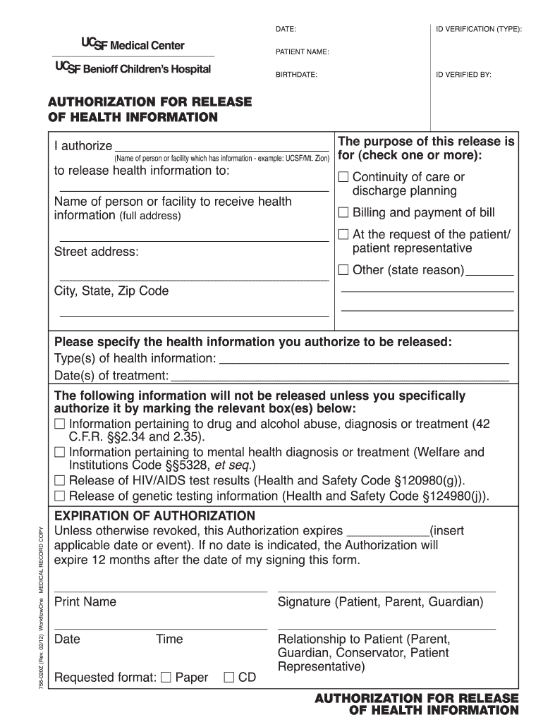 Ucsf Medical Records Request Fill Out And Sign Printable PDF Template 