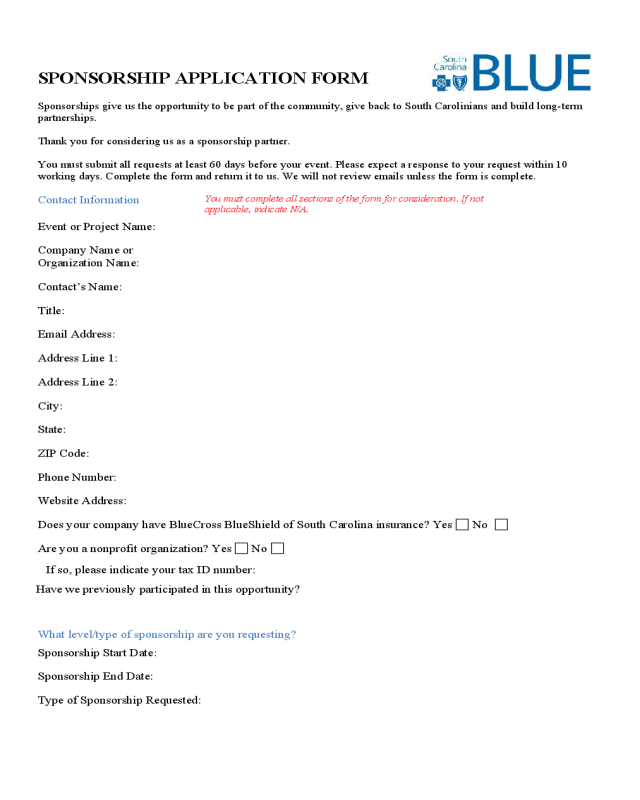 2020 Donation And Sponsorship Form Fillable Printable PDF Forms 