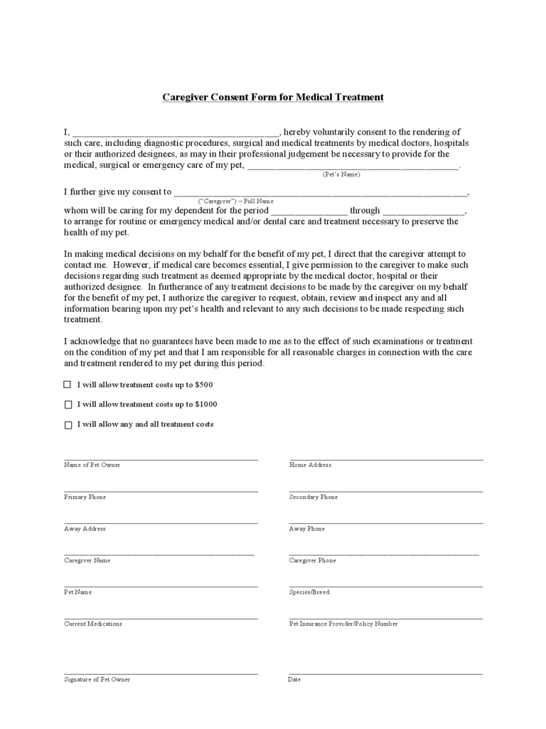 2021 Caregiver Consent Form Fillable Printable PDF Forms Handypdf