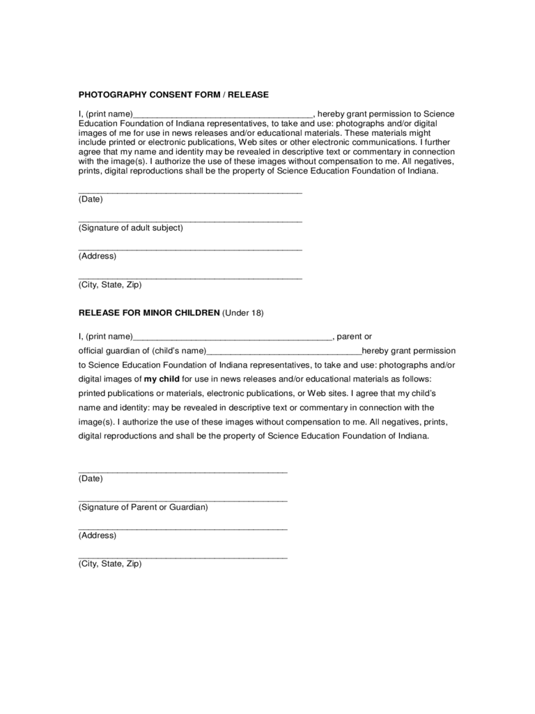 2021 Photography Consent Form Fillable Printable PDF Forms Handypdf