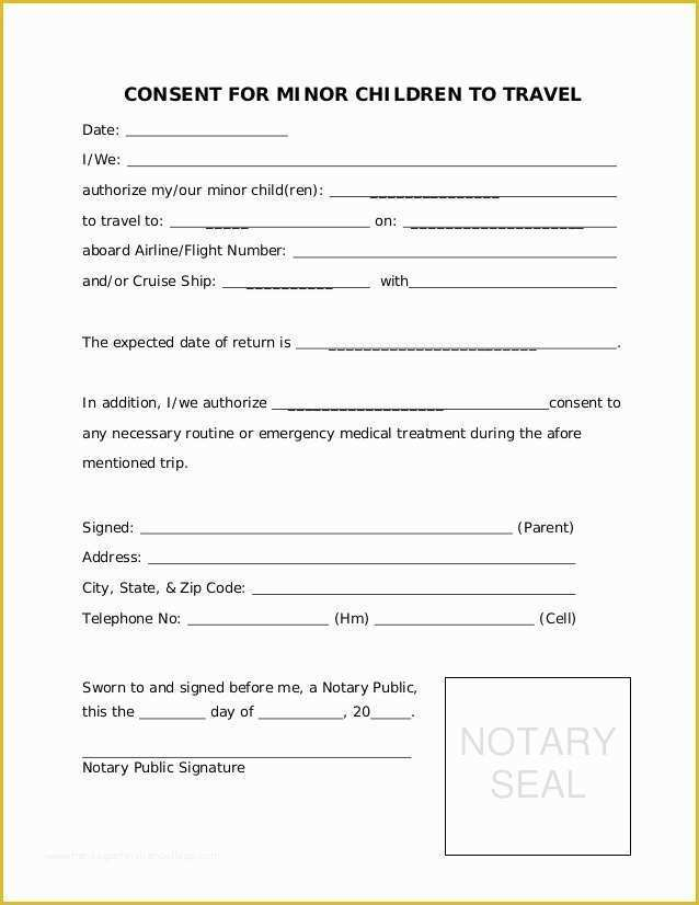 35 Free Child Travel Consent Form Template Heritagechristiancollege