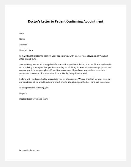 5 Doctor Appointment Letters For All Situations Printable Medical 