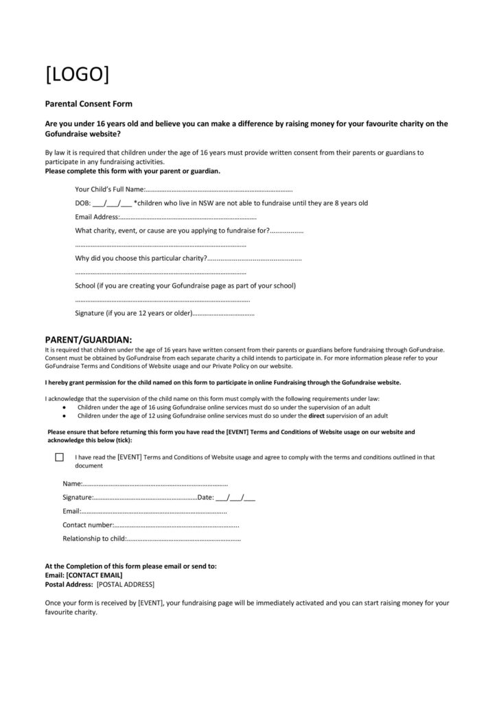 50 Printable Parental Consent Form Templates TemplateLab