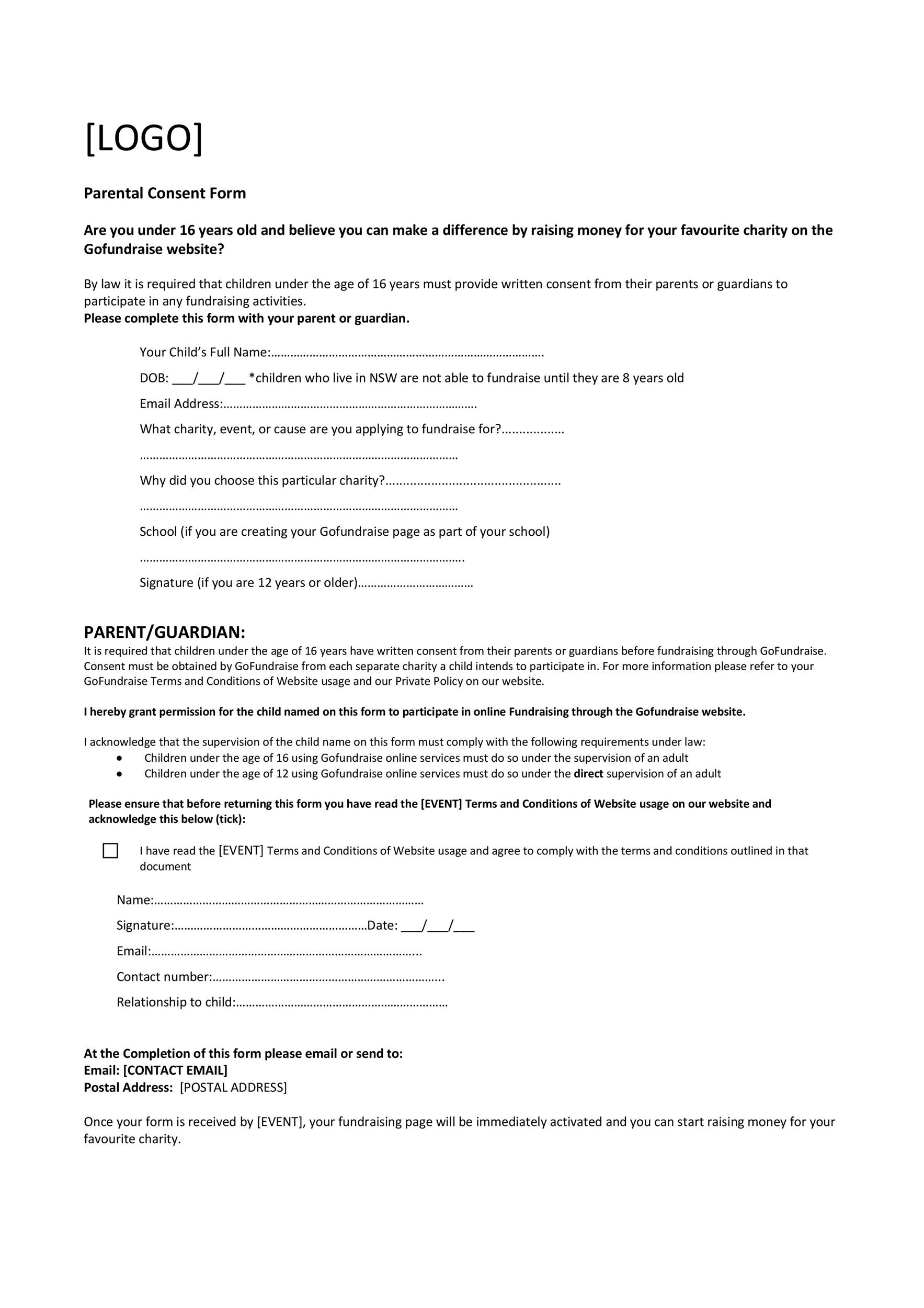 50 Printable Parental Consent Form Templates TemplateLab