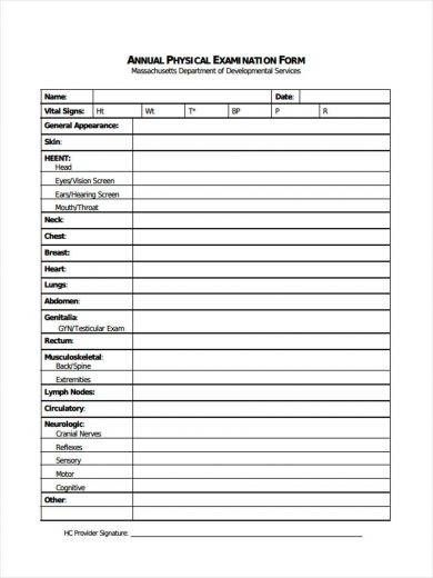 6 Physical Exam Form Sample Free Sample Example Format Download 