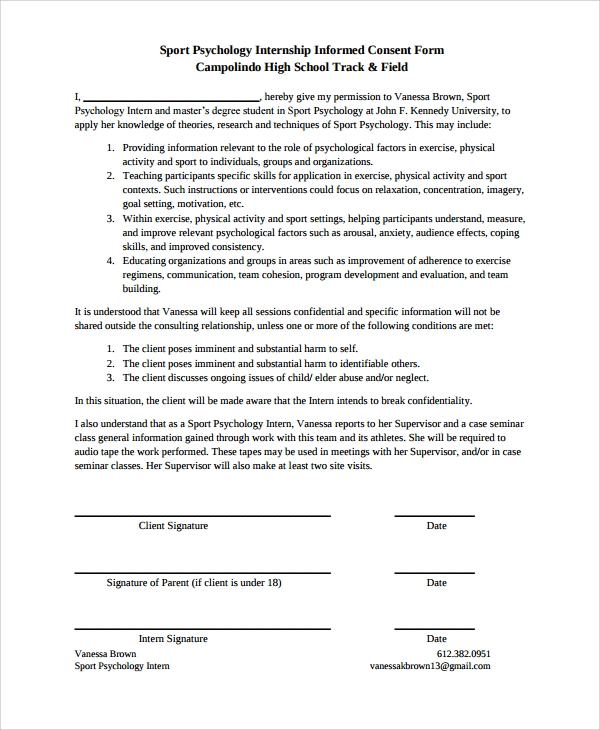 8 Psychology Consent Forms Sample Templates