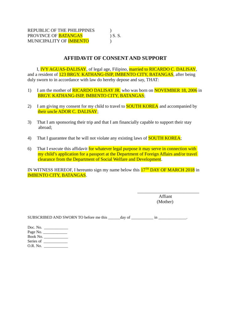 9 Affidavit Of Consent Examples PDF Examples