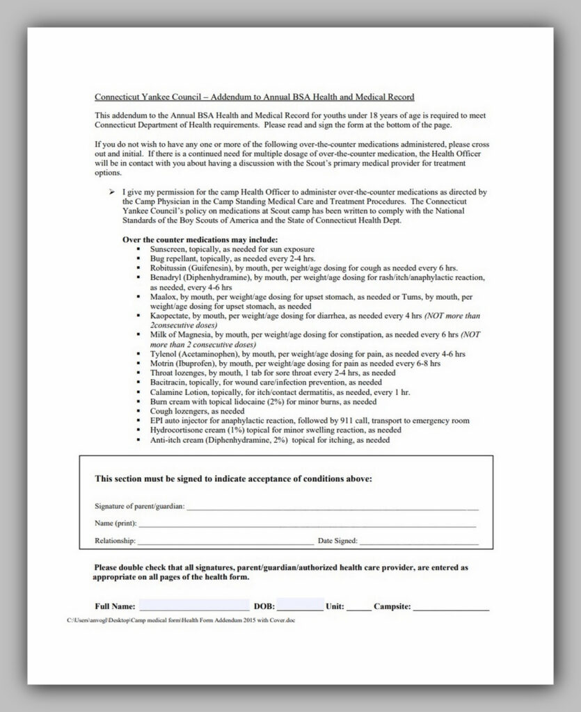 9 Boy Scouts Medical Form Medical Form Templates