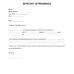 Affidavit Of Residency Letter For Infoupdate