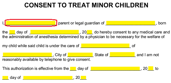 Albamv Simple Medical Consent Form For Minor While Parents Are Away